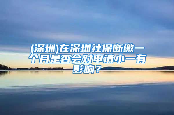 (深圳)在深圳社保断缴一个月是否会对申请小一有影响？