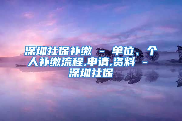 深圳社保补缴 - 单位、个人补缴流程,申请,资料 - 深圳社保