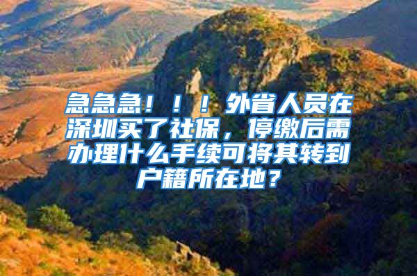 急急急！！！外省人员在深圳买了社保，停缴后需办理什么手续可将其转到户籍所在地？