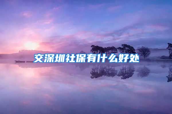 交深圳社保有什么好处