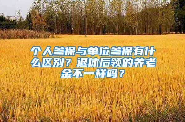 个人参保与单位参保有什么区别？退休后领的养老金不一样吗？