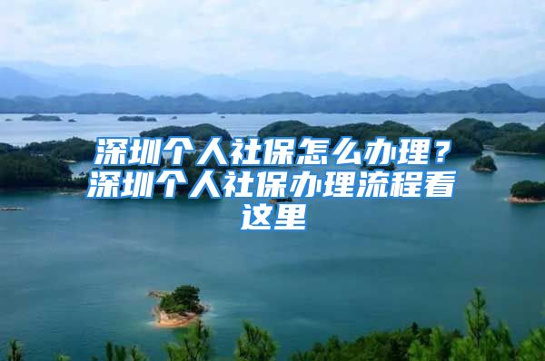 深圳个人社保怎么办理？深圳个人社保办理流程看这里