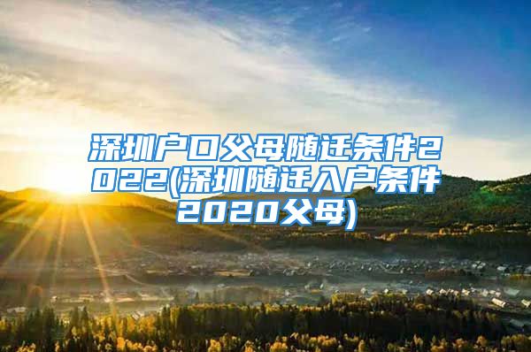 深圳户口父母随迁条件2022(深圳随迁入户条件2020父母)