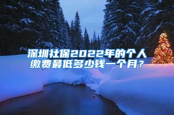 深圳社保2022年的个人缴费最低多少钱一个月？