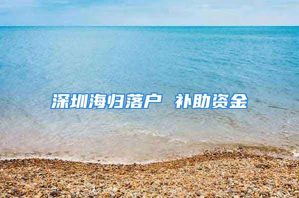 深圳海归落户 补助资金