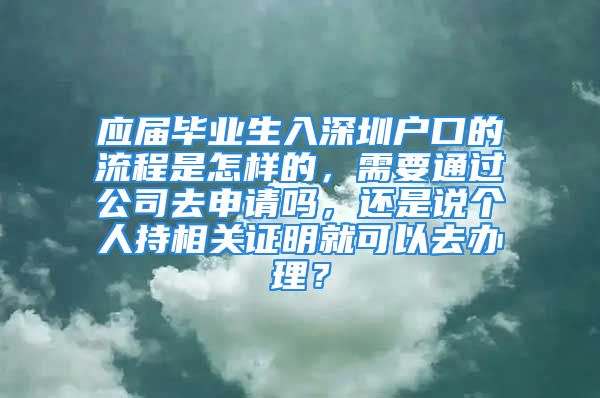 应届毕业生入深圳户口的流程是怎样的，需要通过公司去申请吗，还是说个人持相关证明就可以去办理？