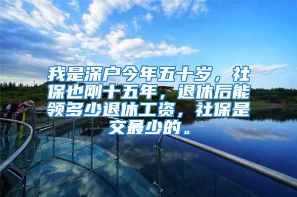 我是深户今年五十岁，社保也刚十五年，退休后能领多少退休工资，社保是交最少的。