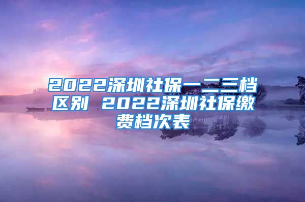 2022深圳社保一二三档区别 2022深圳社保缴费档次表