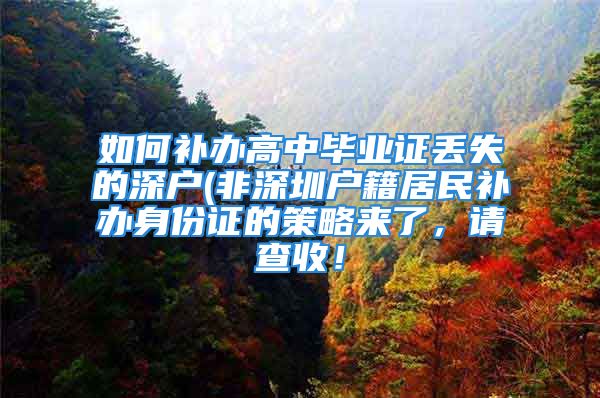 如何补办高中毕业证丢失的深户(非深圳户籍居民补办身份证的策略来了，请查收！