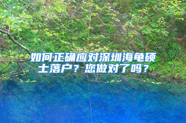 如何正确应对深圳海龟硕士落户？您做对了吗？