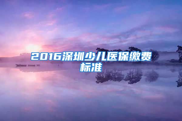 2016深圳少儿医保缴费标准