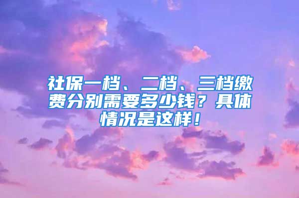 社保一档、二档、三档缴费分别需要多少钱？具体情况是这样！