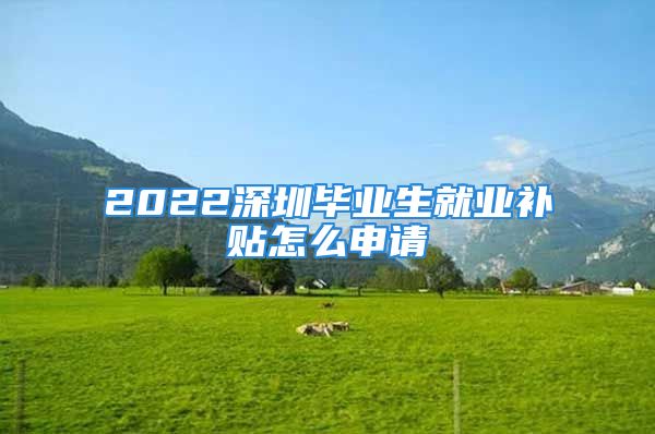 2022深圳毕业生就业补贴怎么申请