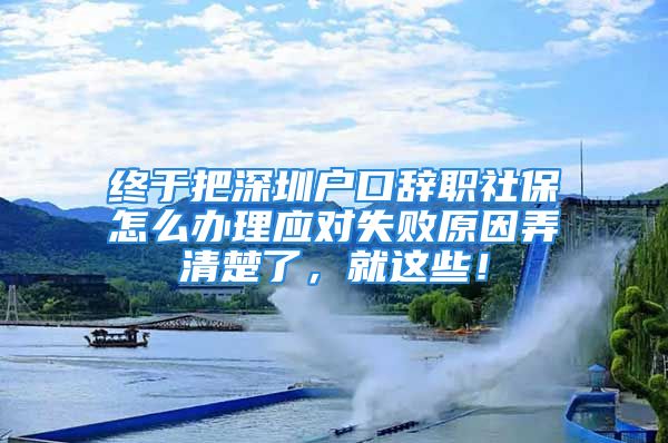 终于把深圳户口辞职社保怎么办理应对失败原因弄清楚了，就这些！