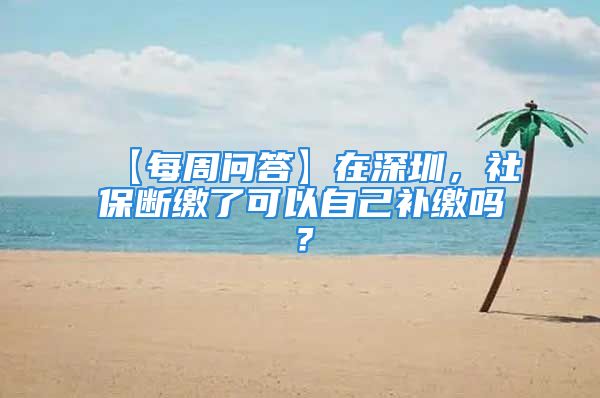 【每周问答】在深圳，社保断缴了可以自己补缴吗？