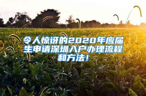 令人惊讶的2020年应届生申请深圳入户办理流程和方法！