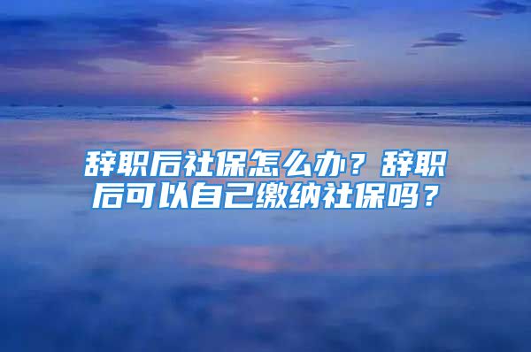 辞职后社保怎么办？辞职后可以自己缴纳社保吗？