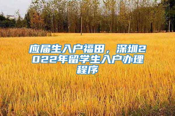 应届生入户福田，深圳2022年留学生入户办理程序