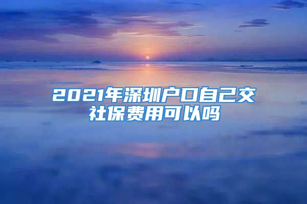 2021年深圳户口自己交社保费用可以吗