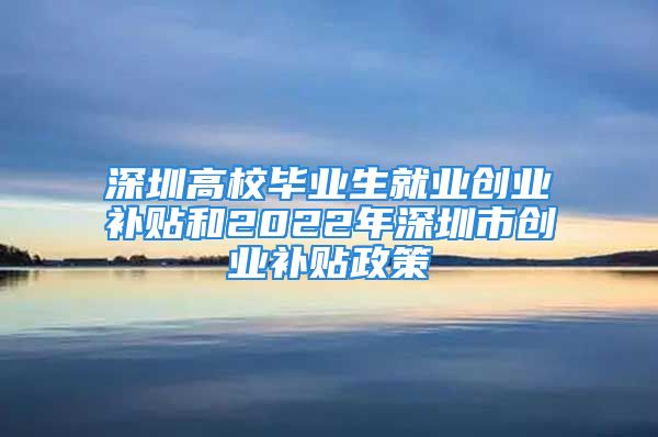 深圳高校毕业生就业创业补贴和2022年深圳市创业补贴政策