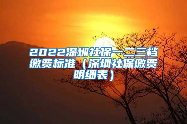 2022深圳社保一二三档缴费标准（深圳社保缴费明细表）