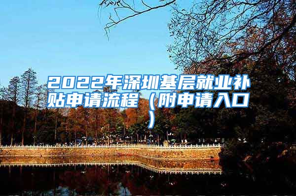 2022年深圳基层就业补贴申请流程（附申请入口）