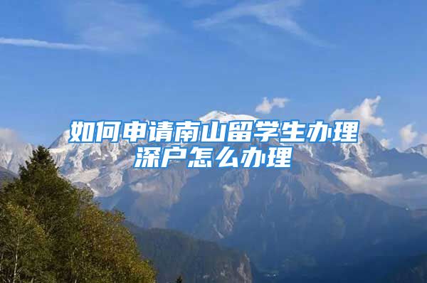 如何申请南山留学生办理深户怎么办理