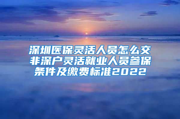 深圳医保灵活人员怎么交非深户灵活就业人员参保条件及缴费标准2022