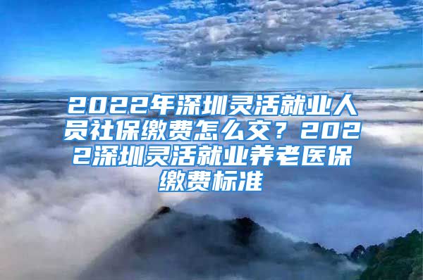 2022年深圳灵活就业人员社保缴费怎么交？2022深圳灵活就业养老医保缴费标准