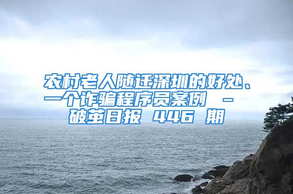 农村老人随迁深圳的好处、一个诈骗程序员案例 – 破茧日报 446 期