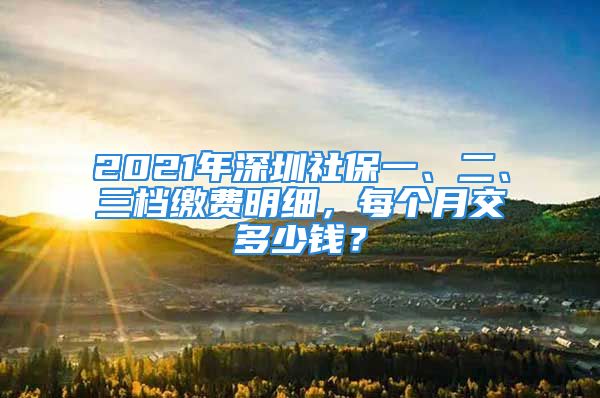 2021年深圳社保一、二、三档缴费明细，每个月交多少钱？