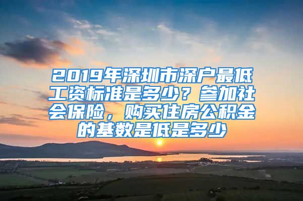 2019年深圳市深户最低工资标准是多少？参加社会保险，购买住房公积金的基数是低是多少