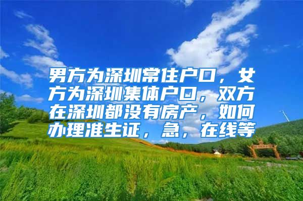 男方为深圳常住户口，女方为深圳集体户口，双方在深圳都没有房产，如何办理准生证，急，在线等