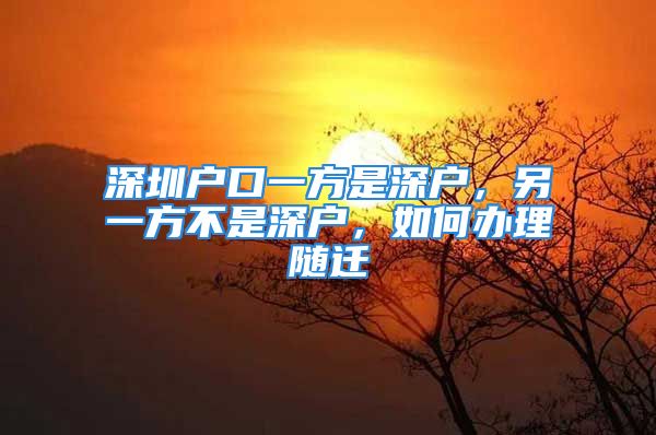 深圳户口一方是深户，另一方不是深户，如何办理随迁