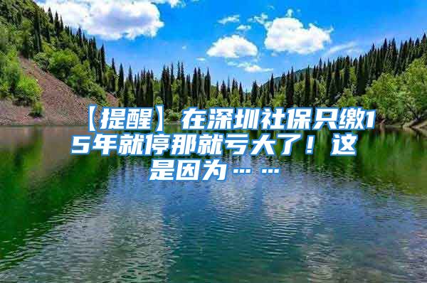 【提醒】在深圳社保只缴15年就停那就亏大了！这是因为……