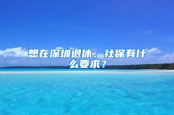 想在深圳退休，社保有什么要求？