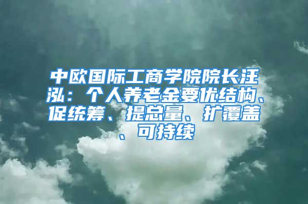 中欧国际工商学院院长汪泓：个人养老金要优结构、促统筹、提总量、扩覆盖、可持续