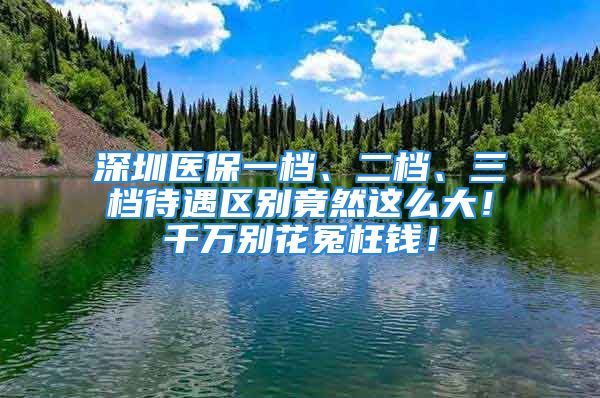 深圳医保一档、二档、三档待遇区别竟然这么大！千万别花冤枉钱！