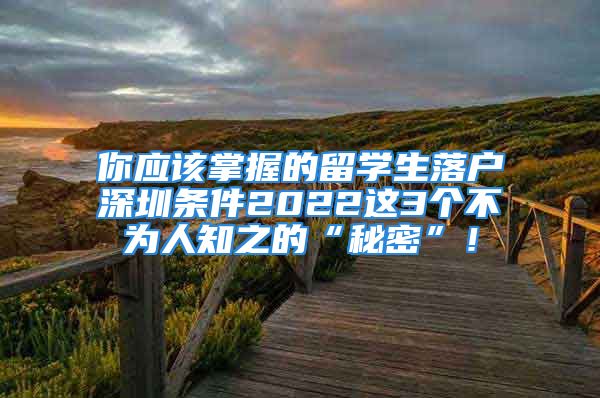 你应该掌握的留学生落户深圳条件2022这3个不为人知之的“秘密”！