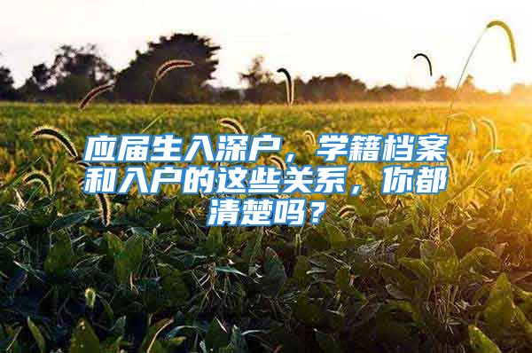 应届生入深户，学籍档案和入户的这些关系，你都清楚吗？