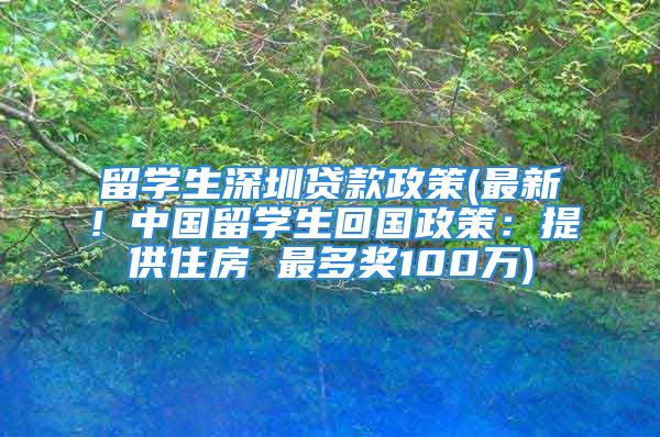 留学生深圳贷款政策(最新！中国留学生回国政策：提供住房 最多奖100万)