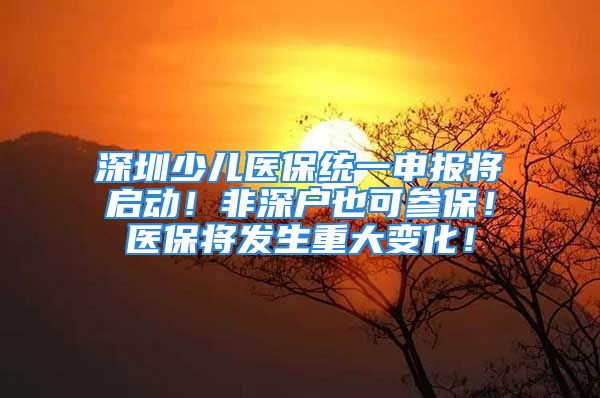 深圳少儿医保统一申报将启动！非深户也可参保！医保将发生重大变化！