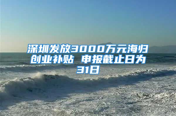 深圳发放3000万元海归创业补贴 申报截止日为31日