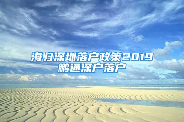 海归深圳落户政策2019鹏通深户落户