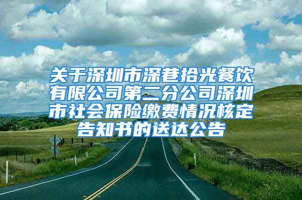 关于深圳市深巷拾光餐饮有限公司第二分公司深圳市社会保险缴费情况核定告知书的送达公告