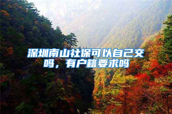 深圳南山社保可以自己交吗，有户籍要求吗