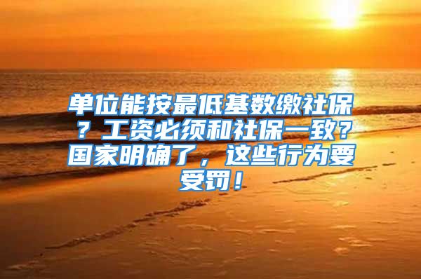 单位能按最低基数缴社保？工资必须和社保一致？国家明确了，这些行为要受罚！