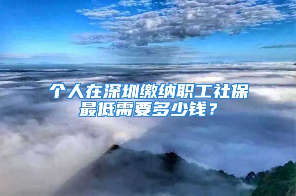 个人在深圳缴纳职工社保最低需要多少钱？