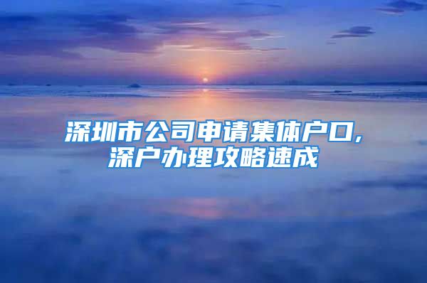 深圳市公司申请集体户口,深户办理攻略速成