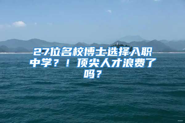 27位名校博士选择入职中学？！顶尖人才浪费了吗？